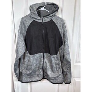 Beverly Hills Polo Club Hoodie Men M Gray Black Full Zip Logo Colorblock Jacket